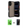 MARSİLYAN™- iPhone 17 Kılıf Ahenk Çizgi Serisi - Siyah 3D Antistatik Hayalet Cam Ekran Koruyucu + Raze Metal Kamera Lens - GI