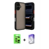 MARSİLYAN™- iPhone 17 Kılıf Ahenk Çizgi Serisi - Siyah Bilvis 5in1 3D Magic Cam Ekran Koruyucu + Raze Metal Kamera Lens - AKYL