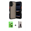 MARSİLYAN™- iPhone 17 Kılıf Ahenk Çizgi Serisi - Siyah Bilvis Hayalet Cam Ekran Koruyucu + Raze Metal Kamera Lens - AKMI