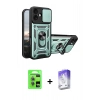 MARSİLYAN™- iPhone 17 Kılıf Ahenk Klasik - Siyah Bilvis 5in1 3D Magic Cam Ekran Koruyucu + Açık Mavi Raze Metal Kamera Lens
