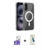 MARSİLYAN™- iPhone 17 Kılıf Ahenk Minimal Serisi - Şeffaf Pasifik Cam Ekran Koruyucu + Bilvis Titan Kamera Lens - AKYL