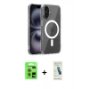 MARSİLYAN™- iPhone 17 Kılıf Ahenk Minimal Serisi - Şeffaf Pasifik Cam Ekran Koruyucu + Raze Metal Kamera Lens - AKYL