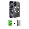 MARSİLYAN™- iPhone 17 Kılıf Ahenk Minimal Serisi - Siyah Bilvis 3D Cam Ekran Koruyucu + Raze Metal Kamera Lens - GS