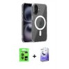 MARSİLYAN™- iPhone 17 Kılıf Ahenk Minimal Serisi - Siyah Bilvis 5in1 5D Magic Hayalet Cam Ekran Koruyucu + Raze Metal Kamera Lens - GI