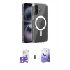 MARSİLYAN™- iPhone 17 Kılıf Ahenk Minimal Serisi - Siyah Bilvis 5in1 5D Magic Hayalet Cam Ekran Koruyucu + Gümüş Bilvis Titan Kamera Lens