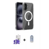 MARSİLYAN™- iPhone 17 Kılıf Ahenk Minimal Serisi - Siyah Joko Magic 5D Cam + Açık Mavi Bilvis Titan Kamera Lens
