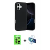 MARSİLYAN™- iPhone 17 Kılıf Ahenk Serisi - Siyah 3D Antistatik Seramik Nano Ekran Koruyucu + Raze Metal Kamera Lens - GI