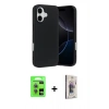 MARSİLYAN™- iPhone 17 Kılıf Ahenk Serisi - Siyah Bilvis 3D Cam Ekran Koruyucu + Raze Metal Kamera Lens - AKMI