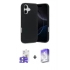 MARSİLYAN™- iPhone 17 Kılıf Ahenk Serisi - Siyah Bilvis 5in1 3D Magic Cam Ekran Koruyucu + Lila Bilvis Titan Kamera Lens
