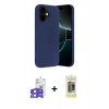 MARSİLYAN™- iPhone 17 Kılıf Ahenk Serisi - Siyah Joko Magic 5D Hayalet Cam + Açık Mavi Bilvis Titan Kamera Lens