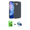 MARSİLYAN™- iPhone 17 Kılıf Doruk Serisi - Siyah 3D Antistatik Seramik Nano Ekran Koruyucu + Raze Metal Kamera Lens - AKYL