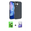 MARSİLYAN™- iPhone 17 Kılıf Doruk Serisi - Siyah Bilvis 5in1 5D Magic Hayalet Cam Ekran Koruyucu + Raze Metal Kamera Lens - GI