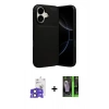 MARSİLYAN™- iPhone 17 Kılıf Eksen Form Prime - Siyah 360 Mat Full Body Arka Koruyucu + Bilvis Titan Kamera Lens - SH