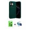 MARSİLYAN™- iPhone 17 Kılıf Eksen Form Prime - Siyah 3D Antistatik Cam Ekran Koruyucu + Raze Metal Kamera Lens - AKYL