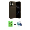 MARSİLYAN™- iPhone 17 Kılıf Eksen Form Prime - Siyah 3D Antistatik Cam Ekran Koruyucu + Raze Metal Kamera Lens - AKYL