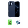 MARSİLYAN™- iPhone 17 Kılıf Eksen Form Prime - Siyah 3D Antistatik Cam Ekran Koruyucu + Raze Metal Kamera Lens - AKYL