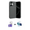 MARSİLYAN™- iPhone 17 Kılıf Eksen Form Prime - Siyah 3D Antistatik Cam Ekran Koruyucu + Bilvis Titan Kamera Lens - GS