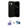 MARSİLYAN™- iPhone 17 Kılıf Eksen Form Prime - Siyah 3D Antistatik Cam Ekran Koruyucu + Bilvis Titan Kamera Lens - AKYL