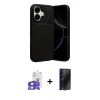 MARSİLYAN™- iPhone 17 Kılıf Eksen Form Prime - Siyah 3D Antistatik Hayalet Cam Ekran Koruyucu + Bilvis Titan Kamera Lens - AKMI