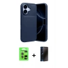MARSİLYAN™- iPhone 17 Kılıf Eksen Form Prime - Siyah 3D Antistatik Hayalet Cam Ekran Koruyucu + Raze Metal Kamera Lens - AKMR