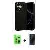 MARSİLYAN™- iPhone 17 Kılıf Eksen Form Prime - Siyah 3D Antistatik Hayalet Cam Ekran Koruyucu + Raze Metal Kamera Lens - AKMR