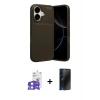 MARSİLYAN™- iPhone 17 Kılıf Eksen Form Prime - Siyah 3D Antistatik Hayalet Cam Ekran Koruyucu + Bilvis Titan Kamera Lens - LA