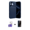 MARSİLYAN™- iPhone 17 Kılıf Eksen Form Prime - Siyah 3D Antistatik Hayalet Cam Ekran Koruyucu + Bilvis Titan Kamera Lens - SH
