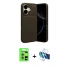 MARSİLYAN™- iPhone 17 Kılıf Eksen Form Prime - Siyah 3D Antistatik Seramik Nano Ekran Koruyucu + Açık Mavi Raze Metal Kamera Lens