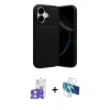 MARSİLYAN™- iPhone 17 Kılıf Eksen Form Prime - Siyah 3D Antistatik Seramik Nano Ekran Koruyucu + Bilvis Titan Kamera Lens - GS