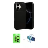 MARSİLYAN™- iPhone 17 Kılıf Eksen Form Prime - Siyah 3D Antistatik Seramik Nano Ekran Koruyucu + Raze Metal Kamera Lens - GI