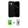 MARSİLYAN™- iPhone 17 Kılıf Eksen Form Prime - Siyah Bilvis 3D Cam Ekran Koruyucu + Raze Metal Kamera Lens - AKMR