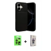 MARSİLYAN™- iPhone 17 Kılıf Eksen Form Prime - Siyah Bilvis 3D Cam Ekran Koruyucu + Raze Metal Kamera Lens - GI