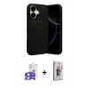 MARSİLYAN™- iPhone 17 Kılıf Eksen Form Prime - Siyah Bilvis 3D Cam Ekran Koruyucu + Bilvis Titan Kamera Lens - LA
