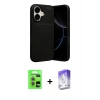 MARSİLYAN™- iPhone 17 Kılıf Eksen Form Prime - Siyah Bilvis 5in1 3D Magic Cam Ekran Koruyucu + Açık Mor Raze Metal Kamera Lens