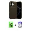 MARSİLYAN™- iPhone 17 Kılıf Eksen Form Prime - Siyah Bilvis 5in1 3D Magic Cam Ekran Koruyucu + Açık Mor Raze Metal Kamera Lens