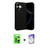 MARSİLYAN™- iPhone 17 Kılıf Eksen Form Prime - Siyah Bilvis 5in1 3D Magic Cam Ekran Koruyucu + Gri Raze Metal Kamera Lens