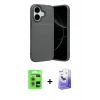 MARSİLYAN™- iPhone 17 Kılıf Eksen Form Prime - Siyah Bilvis 5in1 5D Magic Hayalet Cam Ekran Koruyucu + Açık Yeşil Raze Metal Kamera Lens