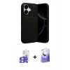 MARSİLYAN™- iPhone 17 Kılıf Eksen Form Prime - Siyah Bilvis 5in1 5D Magic Hayalet Cam Ekran Koruyucu + Gümüş Bilvis Titan Kamera Lens