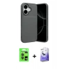 MARSİLYAN™- iPhone 17 Kılıf Eksen Form Prime - Siyah Bilvis 5in1 5D Magic Hayalet Cam Ekran Koruyucu + Raze Metal Kamera Lens - GI