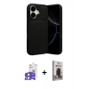MARSİLYAN™- iPhone 17 Kılıf Eksen Form Prime - Siyah Bilvis Hayalet Cam Ekran Koruyucu + Açık Mavi Bilvis Titan Kamera Lens