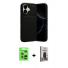 MARSİLYAN™- iPhone 17 Kılıf Eksen Form Prime - Siyah Bilvis Hayalet Cam Ekran Koruyucu + Raze Metal Kamera Lens - AKMI