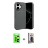 MARSİLYAN™- iPhone 17 Kılıf Eksen Form Prime - Siyah Bilvis Hayalet Cam Ekran Koruyucu + Raze Metal Kamera Lens - AKMI