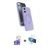 MARSİLYAN™- iPhone 17 Kılıf İz Işık Koleksiyonu - Siyah 3D Antistatik Cam Ekran Koruyucu + Bilvis Titan Kamera Lens - AKMI