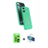 MARSİLYAN™- iPhone 17 Kılıf İz Işık Koleksiyonu - Siyah 3D Antistatik Cam Ekran Koruyucu + Raze Metal Kamera Lens - AKMR