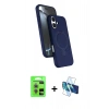 MARSİLYAN™- iPhone 17 Kılıf İz Işık Koleksiyonu - Siyah 3D Antistatik Cam Ekran Koruyucu + Raze Metal Kamera Lens - AKMR