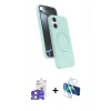 MARSİLYAN™- iPhone 17 Kılıf İz Işık Koleksiyonu - Siyah 3D Antistatik Cam Ekran Koruyucu + Bilvis Titan Kamera Lens - AKYL