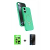 MARSİLYAN™- iPhone 17 Kılıf İz Işık Koleksiyonu - Siyah 3D Antistatik Hayalet Cam Ekran Koruyucu + Raze Metal Kamera Lens - AKMR