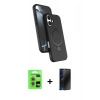 MARSİLYAN™- iPhone 17 Kılıf İz Işık Koleksiyonu - Siyah 3D Antistatik Hayalet Cam Ekran Koruyucu + Raze Metal Kamera Lens - AKMR