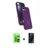 MARSİLYAN™- iPhone 17 Kılıf İz Işık Koleksiyonu - Siyah 3D Antistatik Hayalet Cam Ekran Koruyucu + Raze Metal Kamera Lens - AKMR