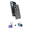 MARSİLYAN™- iPhone 17 Kılıf İz Işık Koleksiyonu - Siyah 3D Antistatik Seramik Nano Ekran Koruyucu + Bilvis Titan Kamera Lens - LA